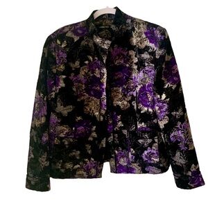 Cynthia Max Jackets & Coats Women’s Embroidered Jacket Purple and Black Size L